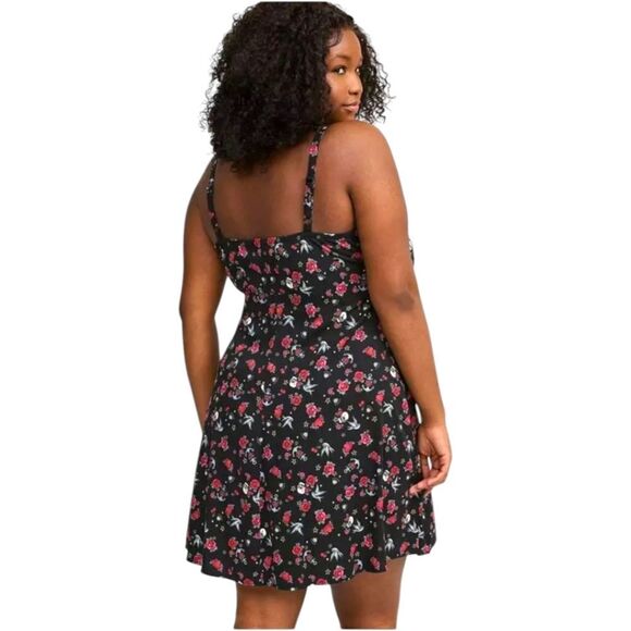 Torrid Plus Size Mini Stretch Challis Skull,Rose,Heart Slip Dress - Picture 9 of 15